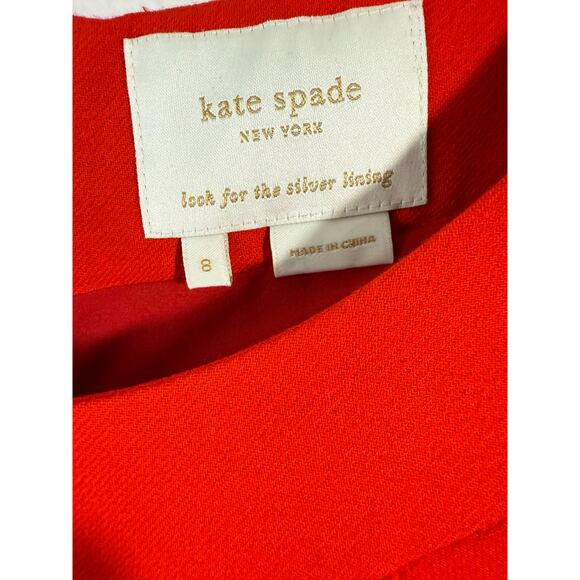 Kate Spade Red Wool Blend Short Sleeve Sheath Dress Women’s Size 8 Classic - Picture 9 of 12